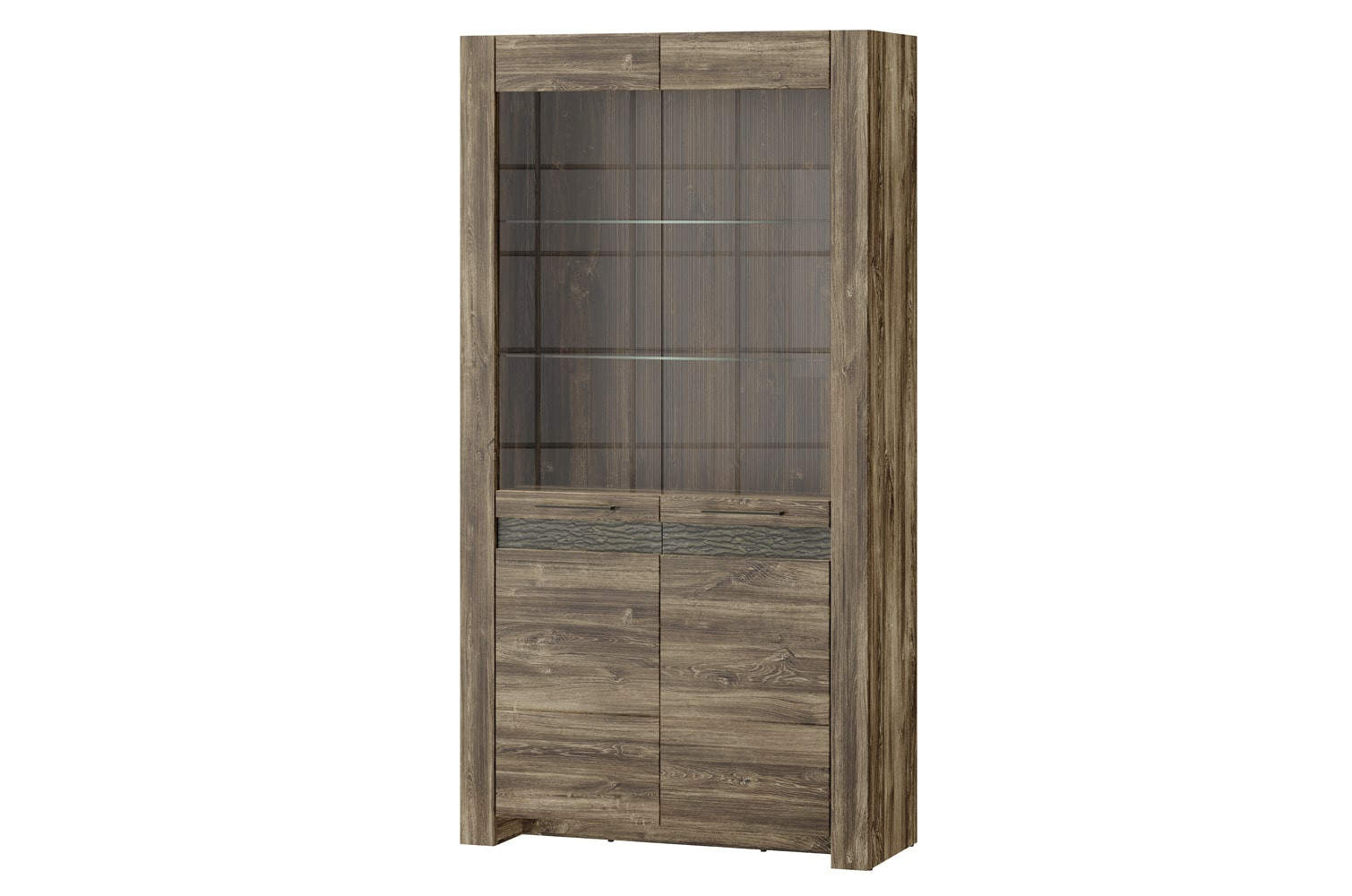 Szynaka Vitrína Belveder 102 cm 12 s LED osvětlením dub Stirling