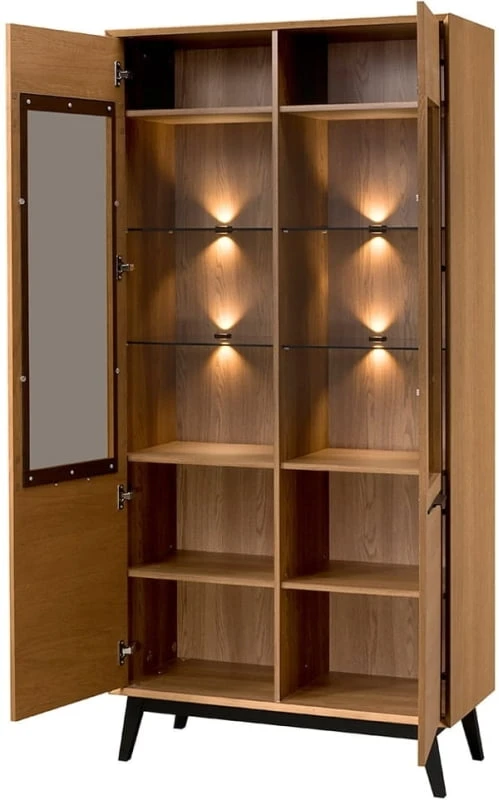 Szynaka Vitrína Lazure 12 s LED osvětlením 95 cm dub Rustikal karamelový - Obrázek 2