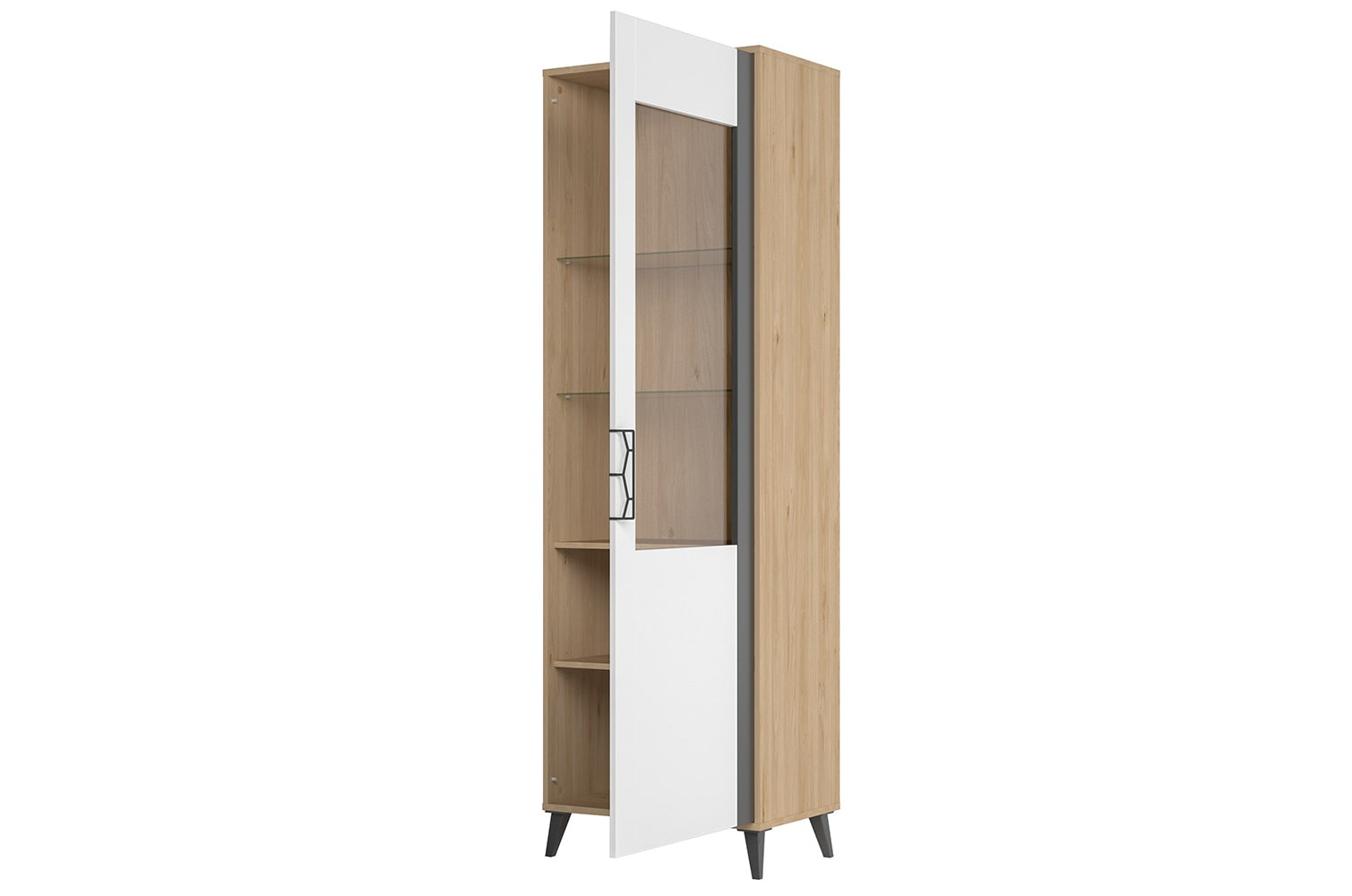 Szynaka Vitrína Moet 10 65 cm pravá ořech americký Jackson/bílý/grafit - Obrázek 2