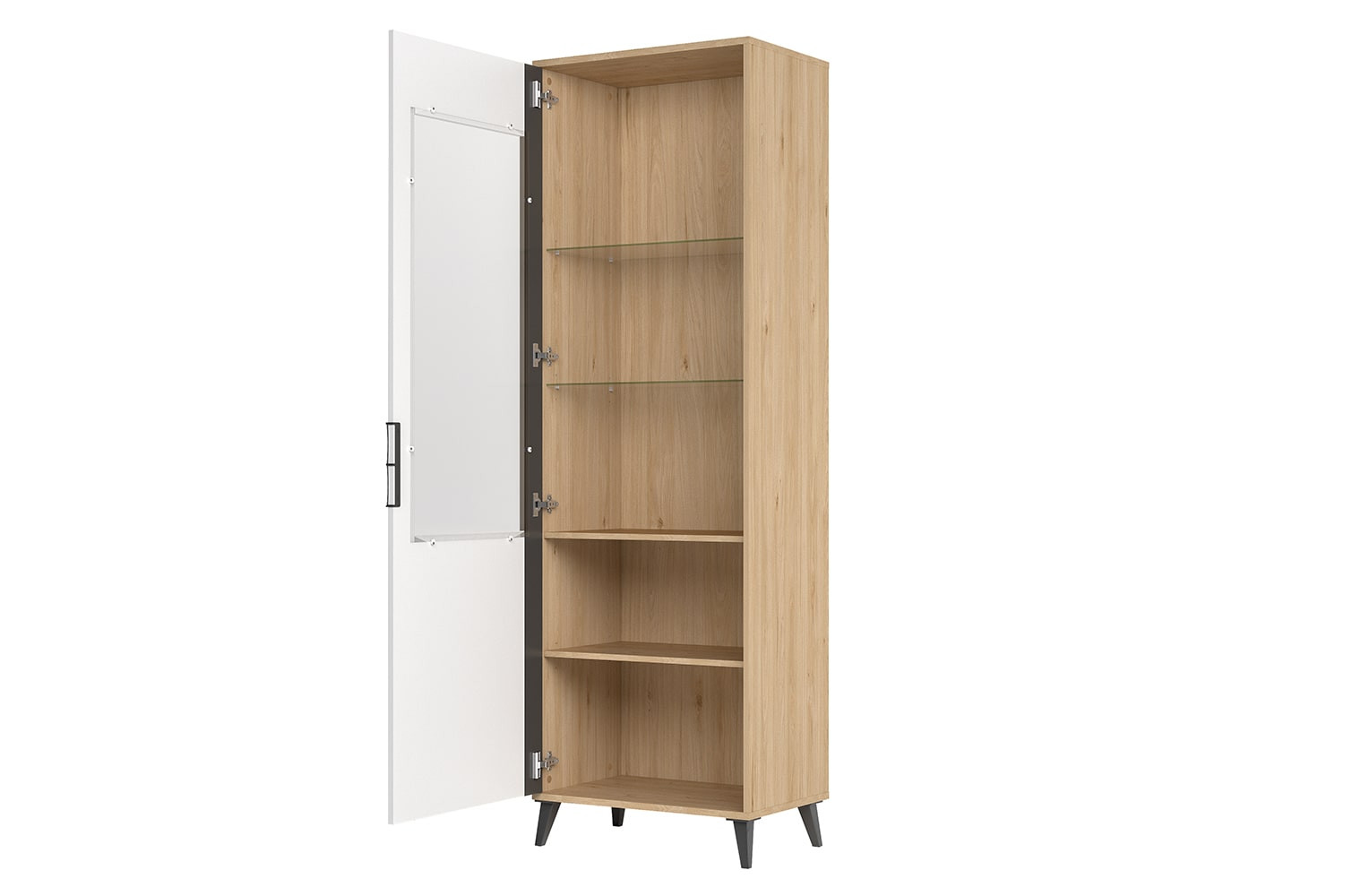 Szynaka Vitrína Moet 11 65 cm levá ořech americký Jackson/bílý/grafit - Obrázek 2