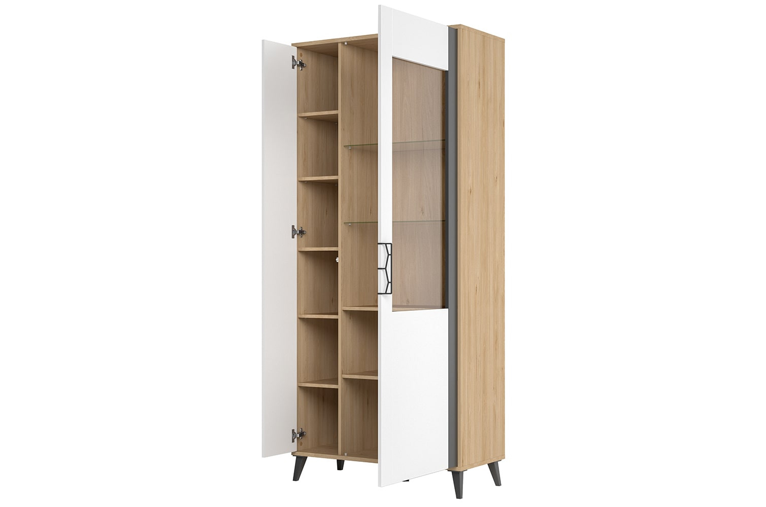 Szynaka Vitrína Moet 12 90 cm ořech americký Jackson/bílý/grafit - Obrázek 2