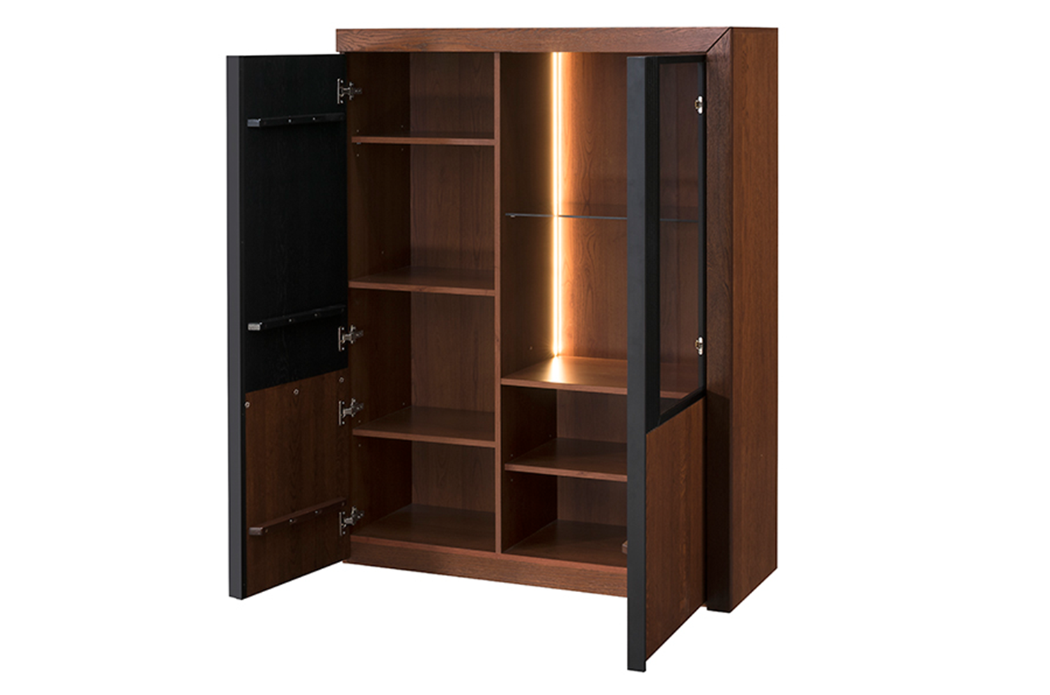 Szynaka Vitrína Paris II 15 106 cm z masivu s LED osvětlením dub antický/černá - Obrázek 2