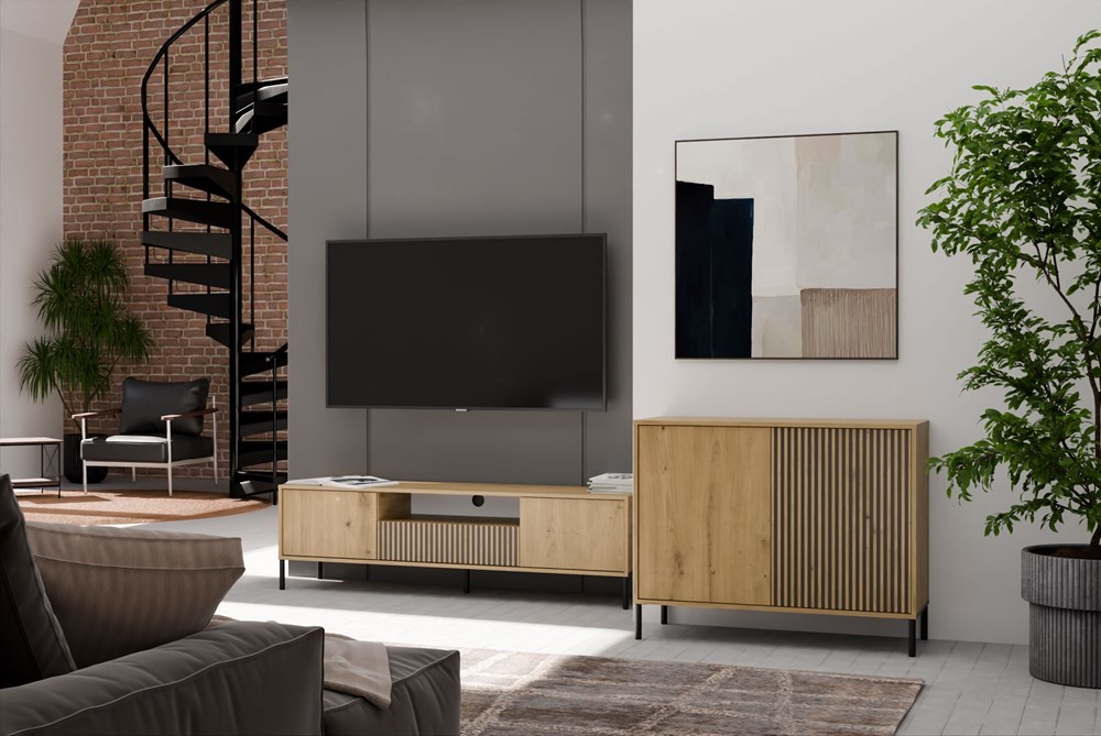 TP Living Komoda Kamaro 2D Slim 103 cm II dub Artisan/černá - Obrázek 2