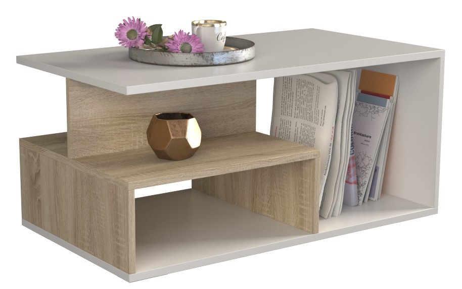 TP Living Konferenční stolek PRIMA dub sonoma/bílý