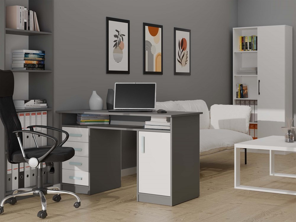 TP Living Psací stůl ADA 125 cm antracit/bílý - Obrázek 2