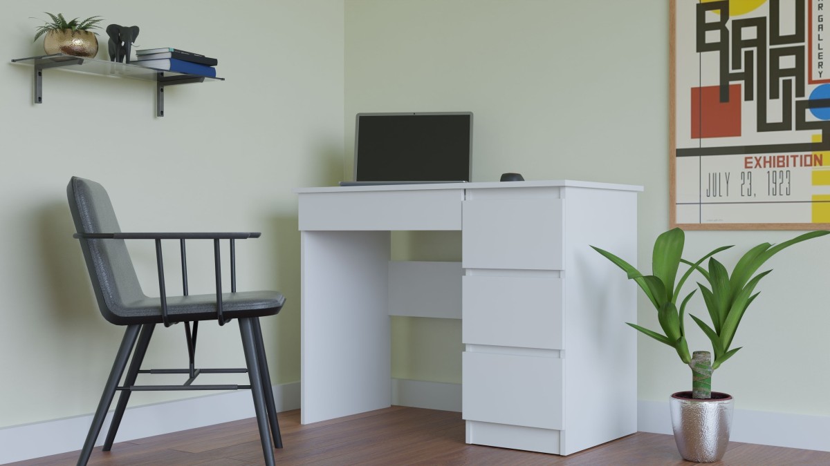 TP Living Psací stůl Mijas pravý bílý mat - Obrázek 2