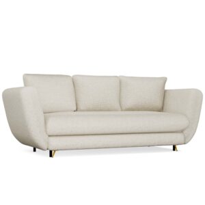 TP Living Třímístná rozkládací pohovka Saris 248 cm béžová/zlatá