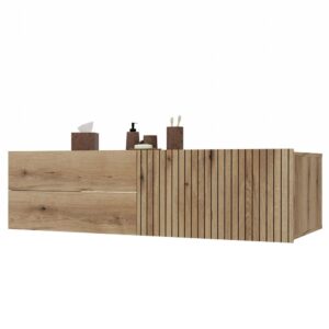TP Living Závěsná skříňka pod umyvadlo s deskou TIGO 1D2S 140 cm dub evoke