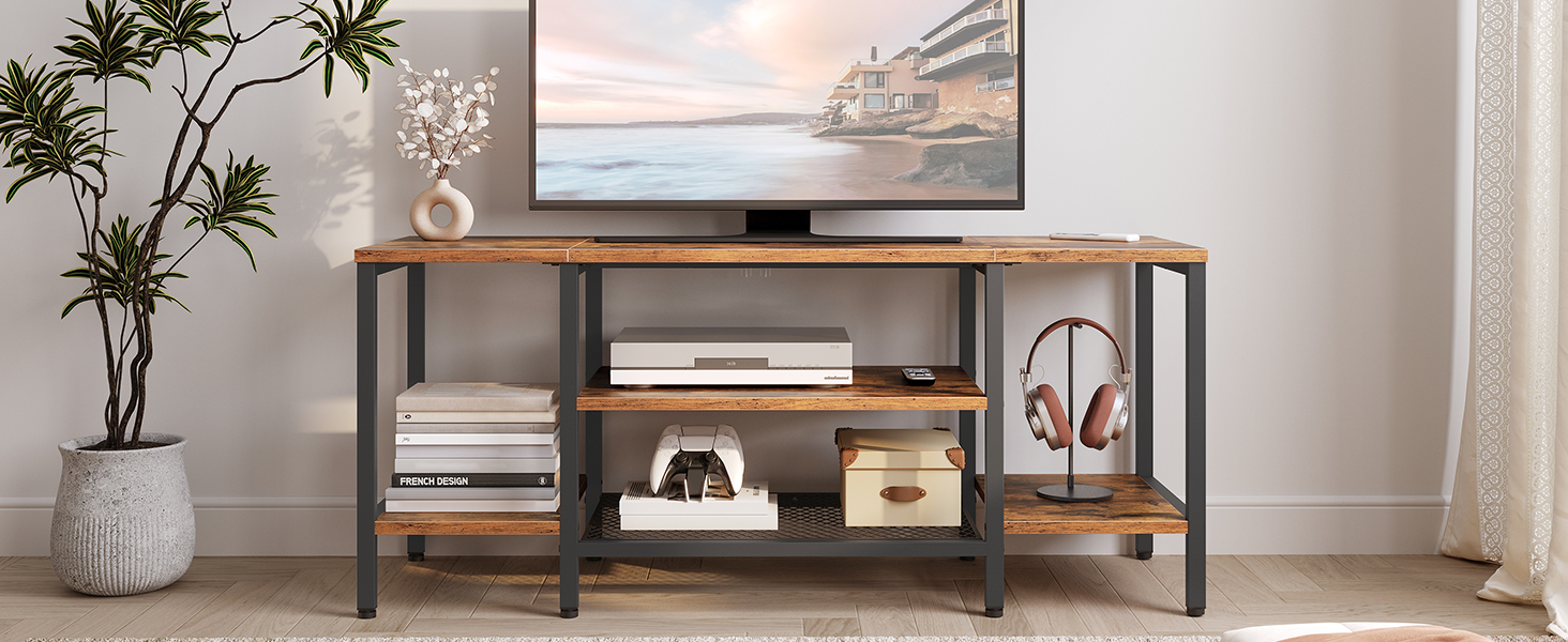 TV stolek Vasagle Werry 120 cm černý/hnědý - Obrázek 2