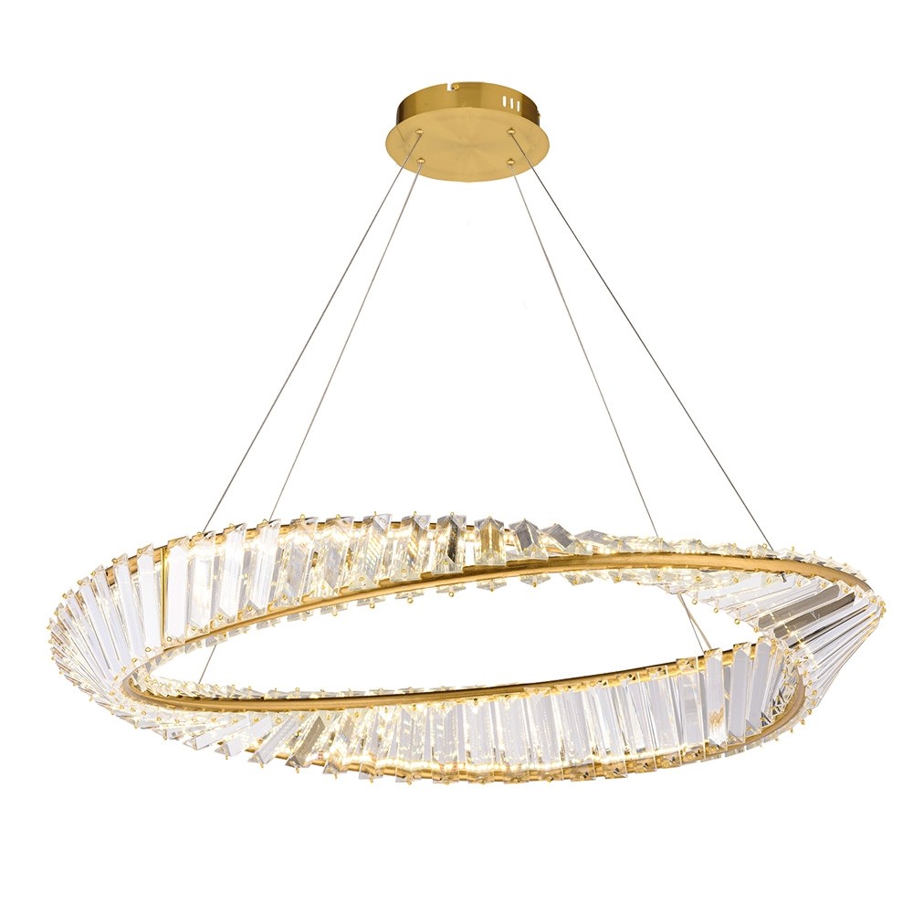 TooLight Křišťálový závěsný LED lustr APP1201-CP 50 cm zlatý/neutrální bílá