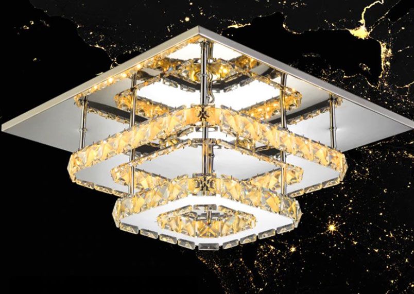Toolight Křišťálová stropní lampa Plafond LED 24W čtvercová APP410-C Varianta: Teplá bílá 3000K - Obrázek 2