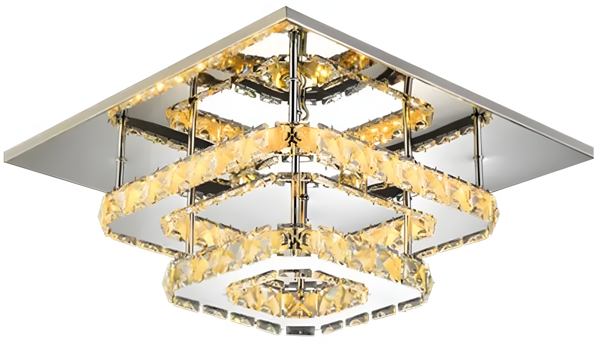 Toolight Křišťálová stropní lampa Plafond LED 24W čtvercová APP410-C Varianta: Teplá bílá 3000K