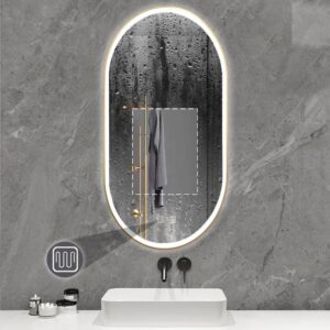 Tutumi Oválné zrcadlo 50x100 cm s vyhříváním a regulovatelným LED osvětlením HOM-02506