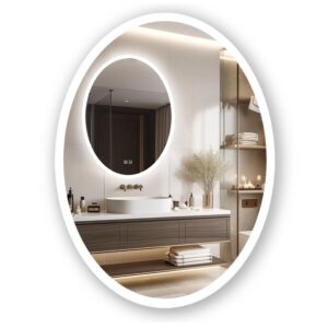 Tutumi Oválné zrcadlo 60x80 cm s vyhříváním a regulovatelným LED osvětlením HOM-06503
