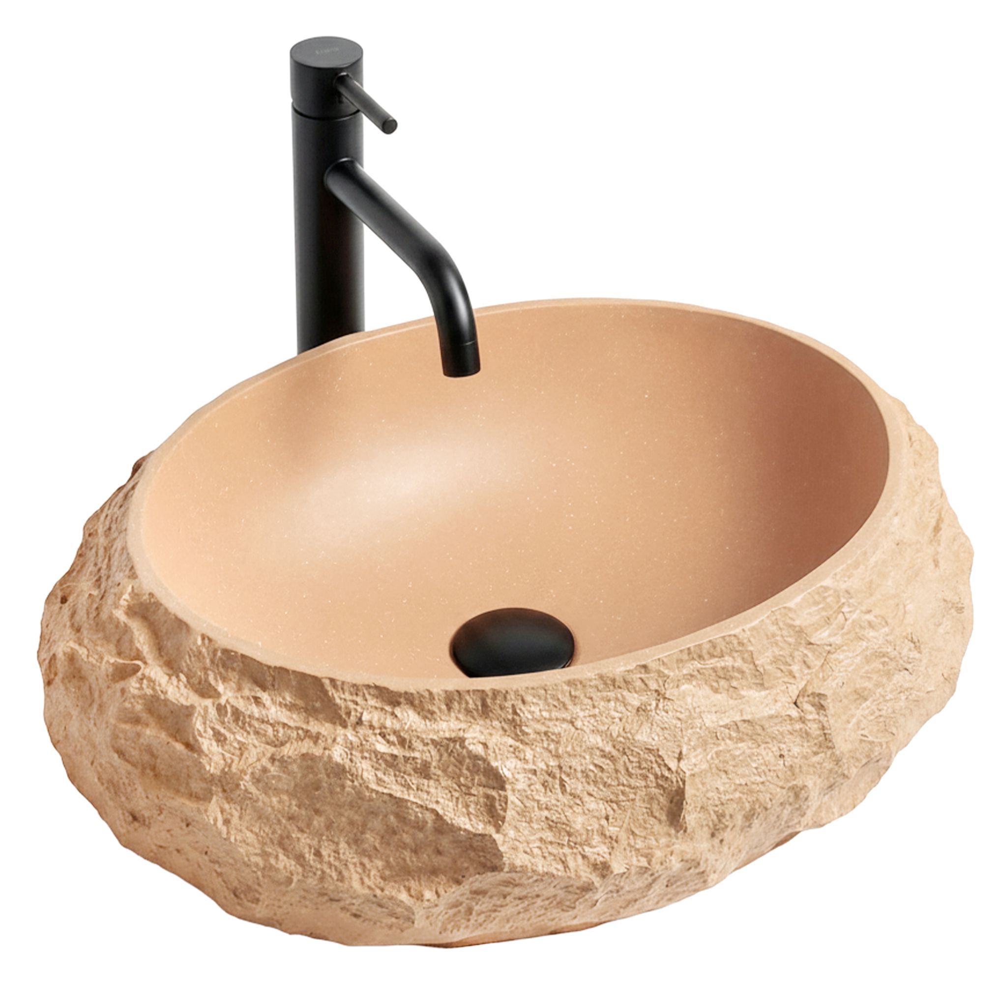 Umyvadlo na desku z kompozitního kamene REA MIKA LIGHT TERRACOTTA 50x38 cm