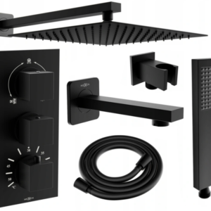 Univerzální sprchový set podomítkový MEXEN CUBE DR02 30 cm černý