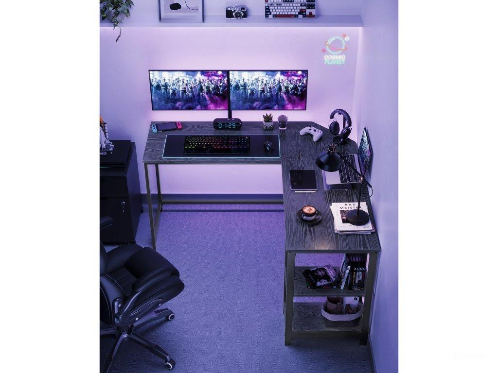 VASAGLE PC stůl rohový industriální 138 x 138 cm černý
