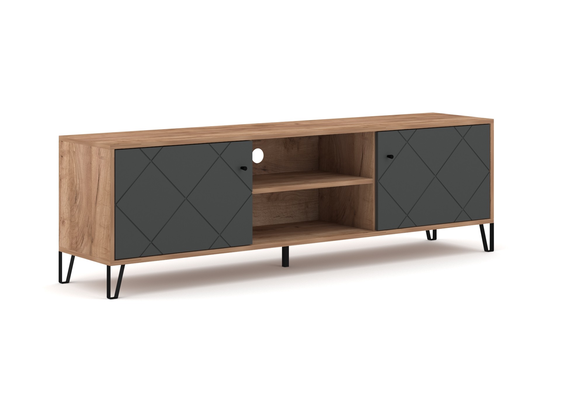 Vivaldi TV stolek Bilbao 183 cm dub Craft Tobacco/grafit