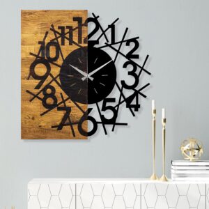Wallity Nástěnné dekorativní hodiny WALLIE I. 58 cm ořech/černá