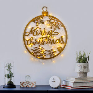 ASIR Kovová nástěnná dekorace MERRY CHRISTMAS s led osvětlením 66 cm