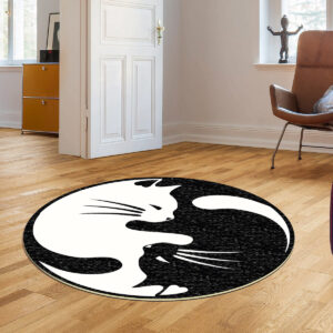 ASIR Kulatý koberec (80 cm) EUGENE V3 - 4660 kočky Ying a Yang