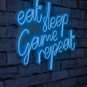 ASIR Nástěnná dekorace s led osvětlením EAT SLEEP modrá