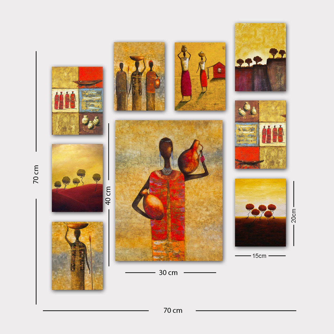 ASIR Obraz na MDF 9ks AFRICKÝ VENKOV 30 x 40 cm (1) 20 x 15 cm (8) - Obrázek 2