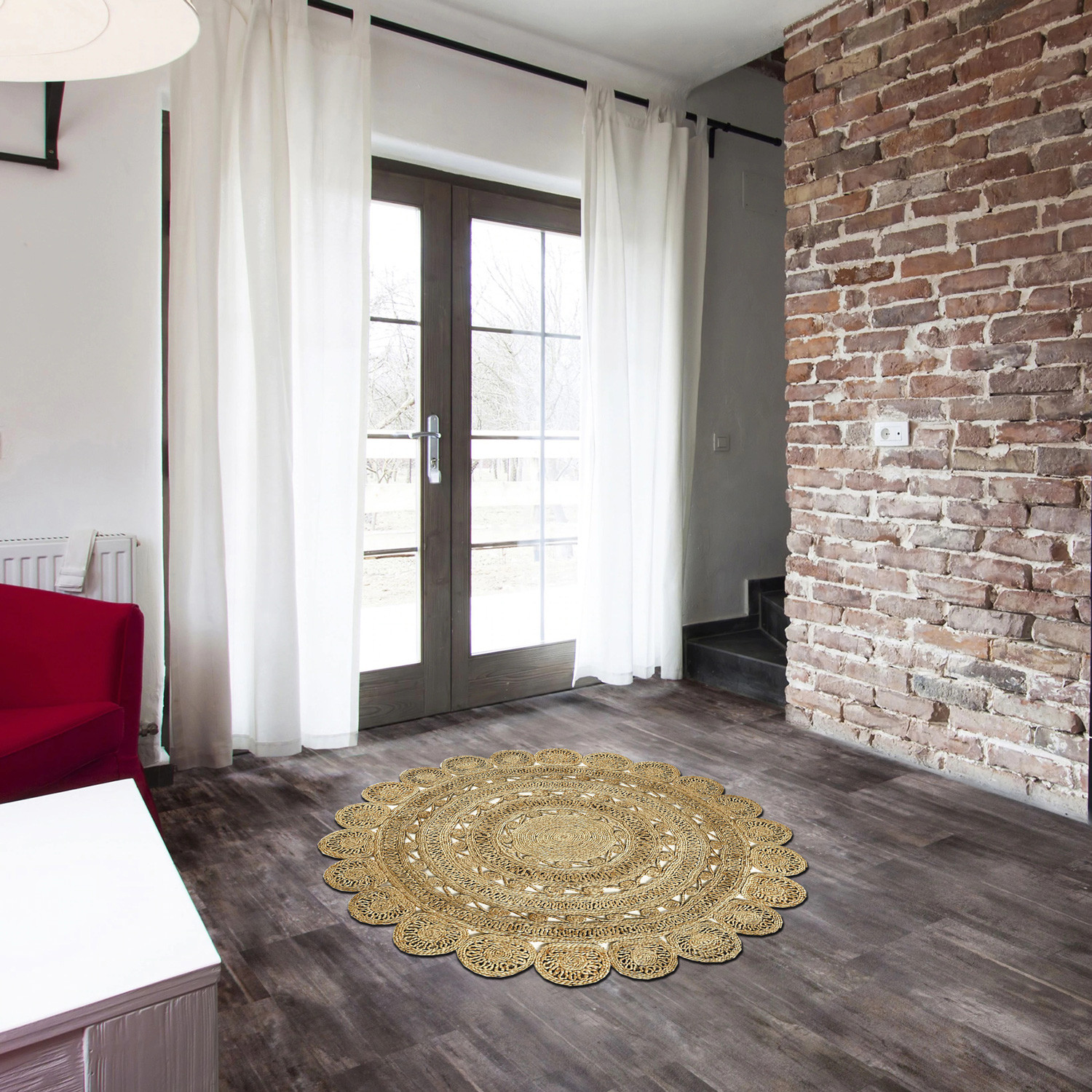 ASIR Předsíňový koberec (100 x 100 cm) ALN600139KR potisk jutovým vzorem