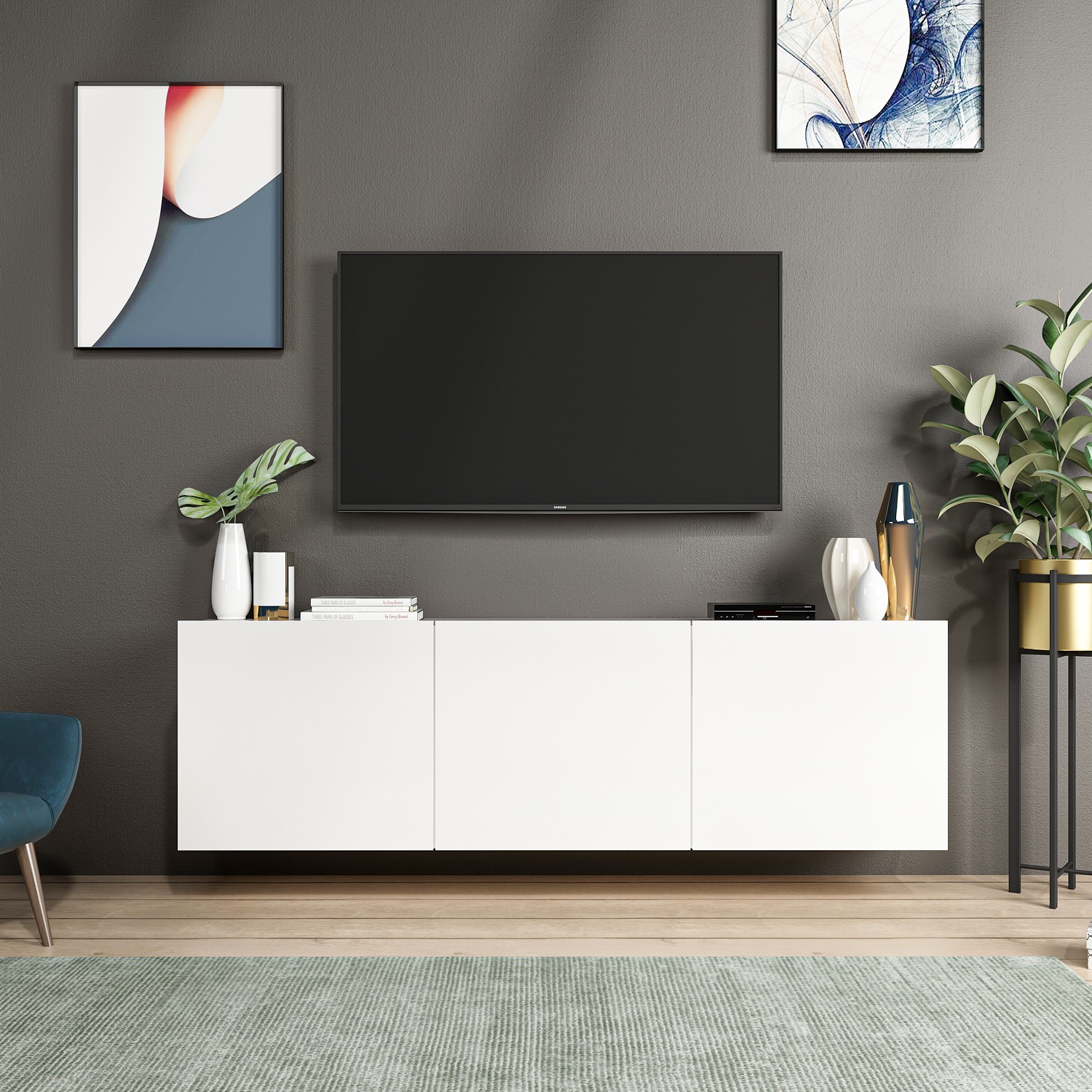 ASIR Televizní stolek WHITE bílý - Obrázek 2