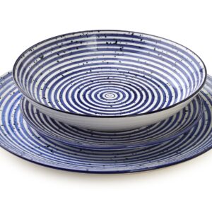 Affekdesign Porcelánová sada 18 ks talířů STRIPES BLUE modrá