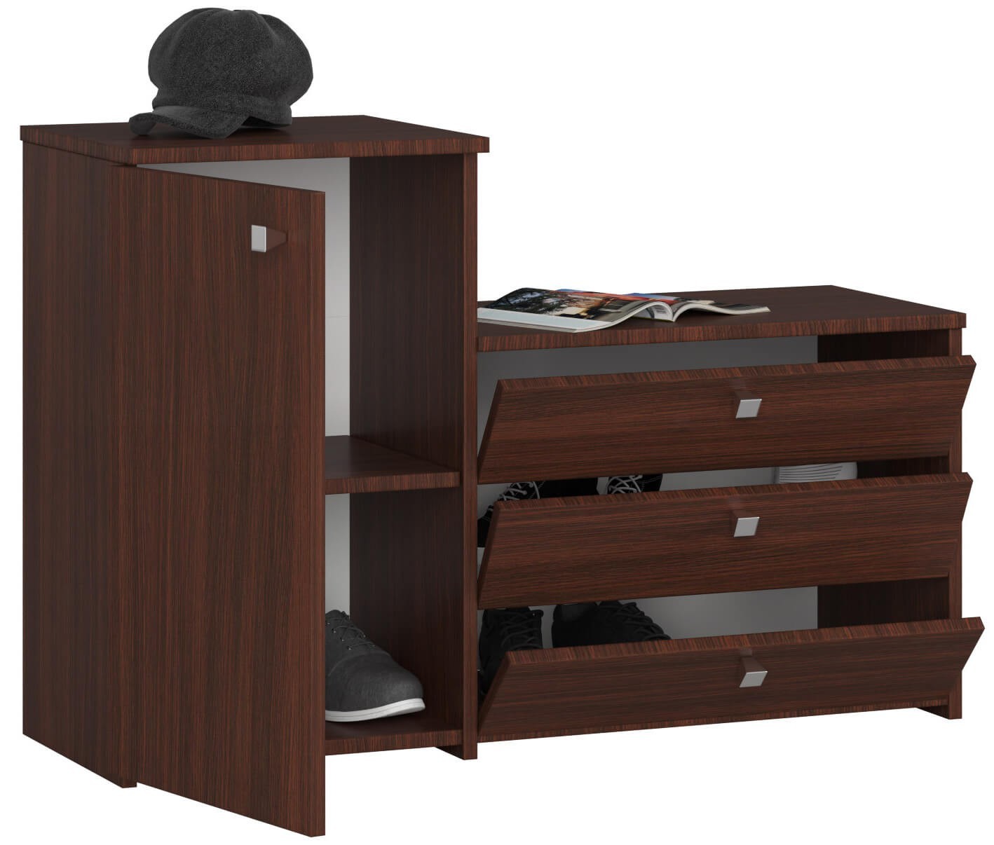Ak furniture Botník s komodou S16 wenge - Obrázek 2