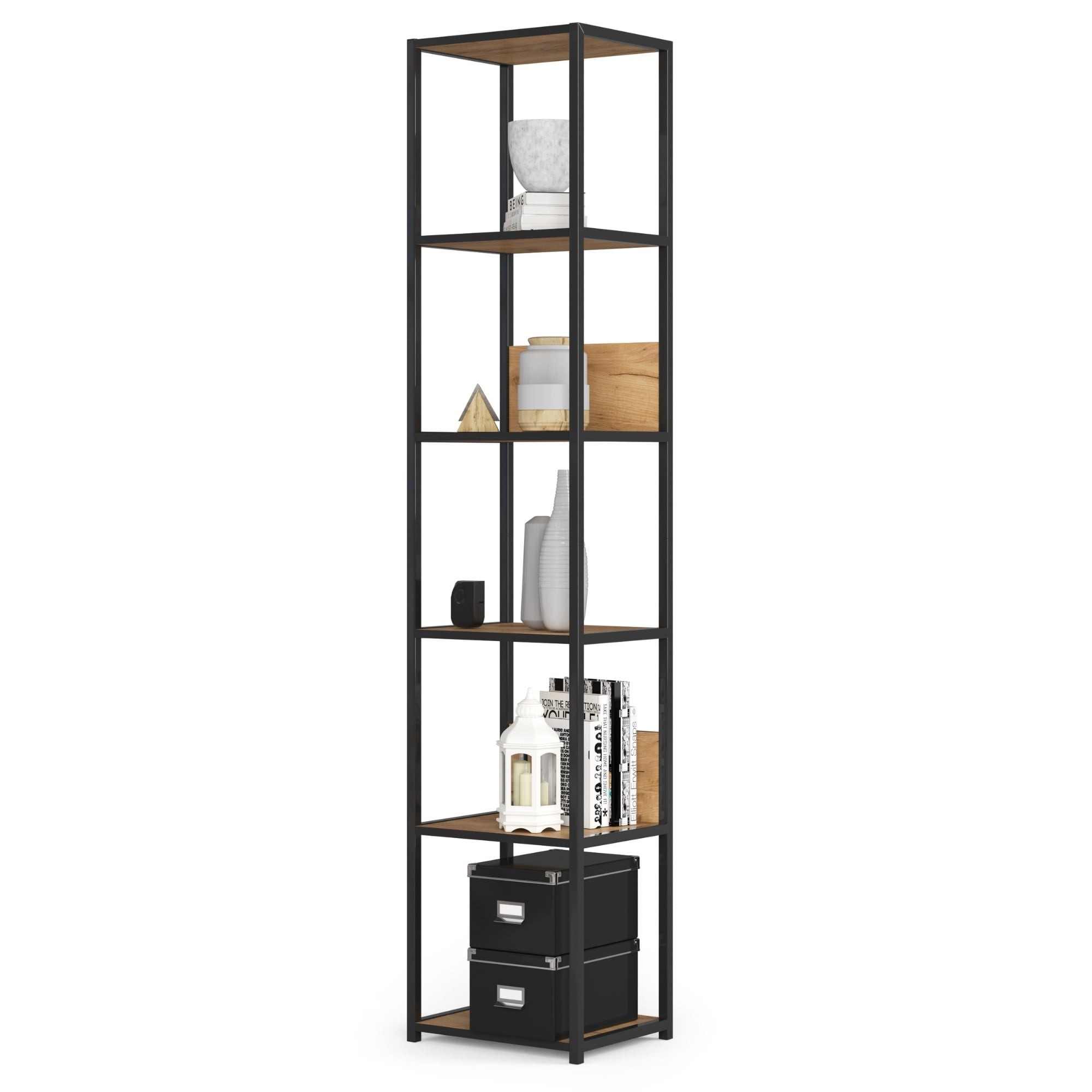 Ak furniture Industriální regál Lamon 40 cm černý/dub craft - Obrázek 2