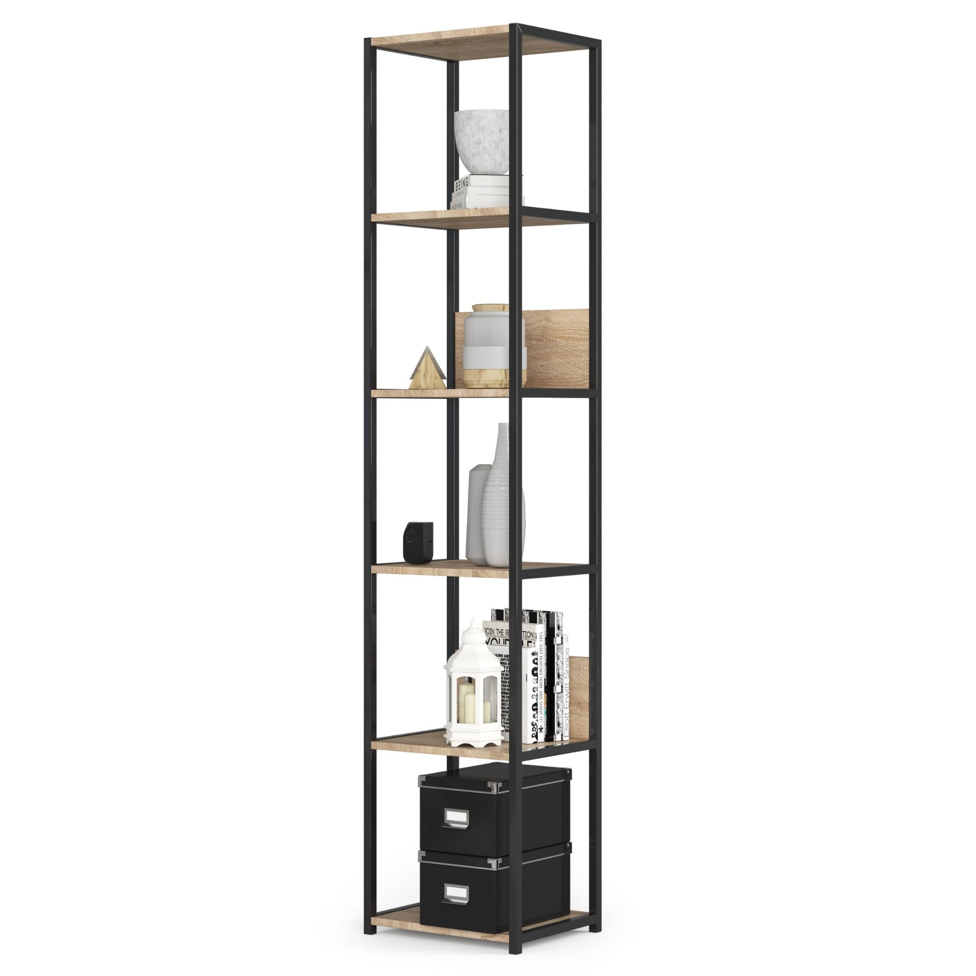 Ak furniture Industriální regál Lamon 40 cm černý/dub sonoma - Obrázek 2