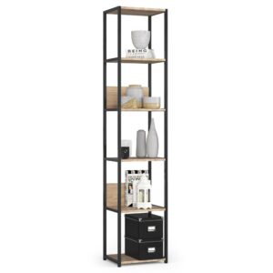 Ak furniture Industriální regál Lamon 40 cm černý/dub sonoma