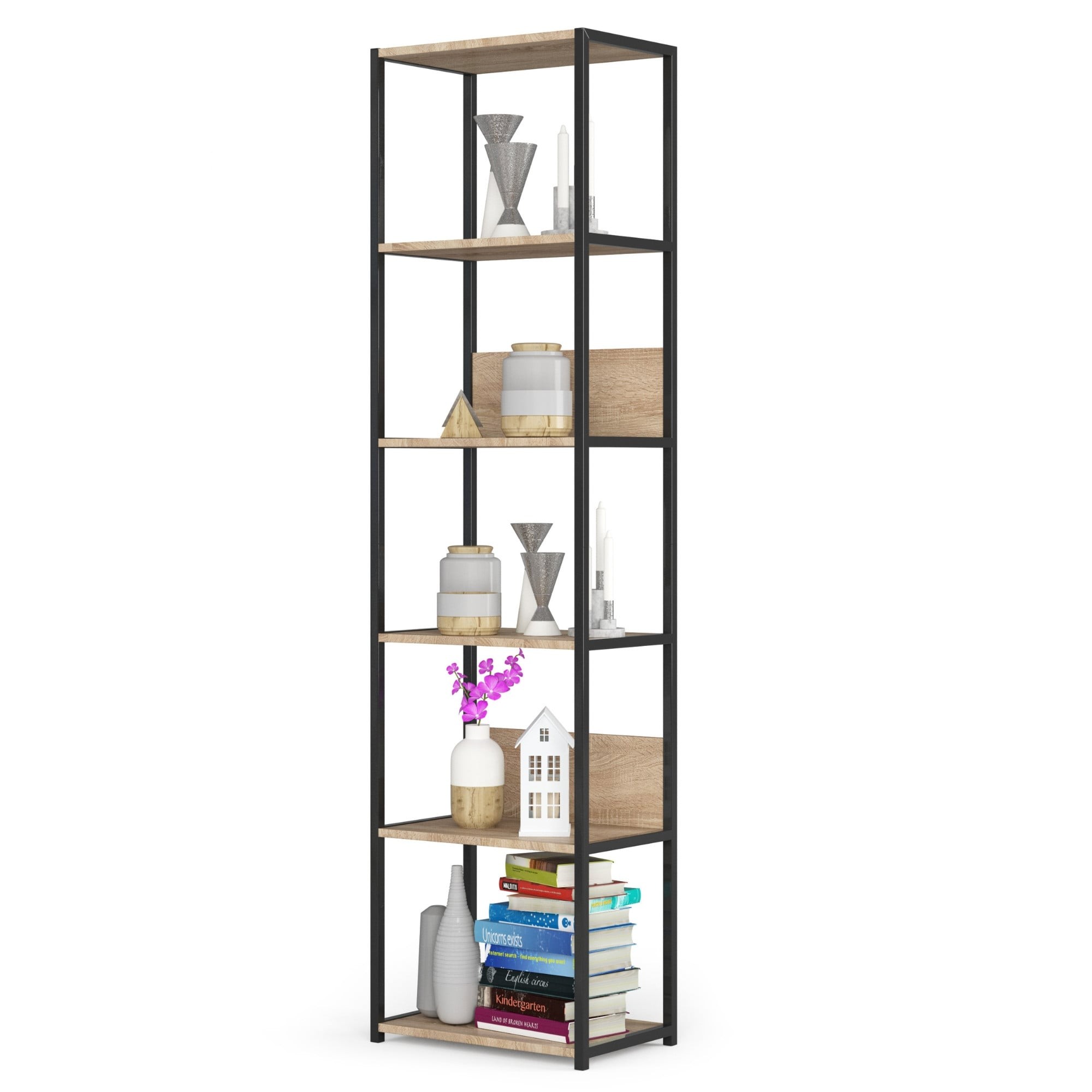 Ak furniture Industriální regál Lamon 50 cm černá/dub sonoma - Obrázek 2