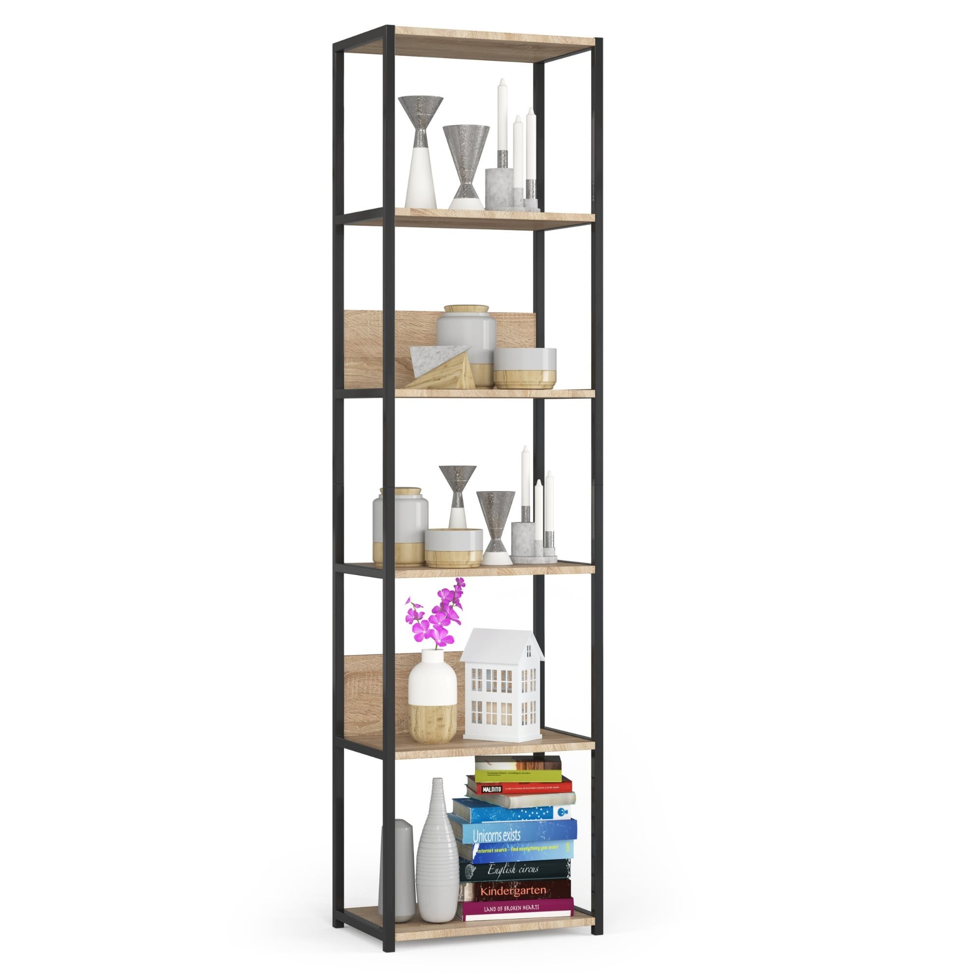 Ak furniture Industriální regál Lamon 50 cm černá/dub sonoma