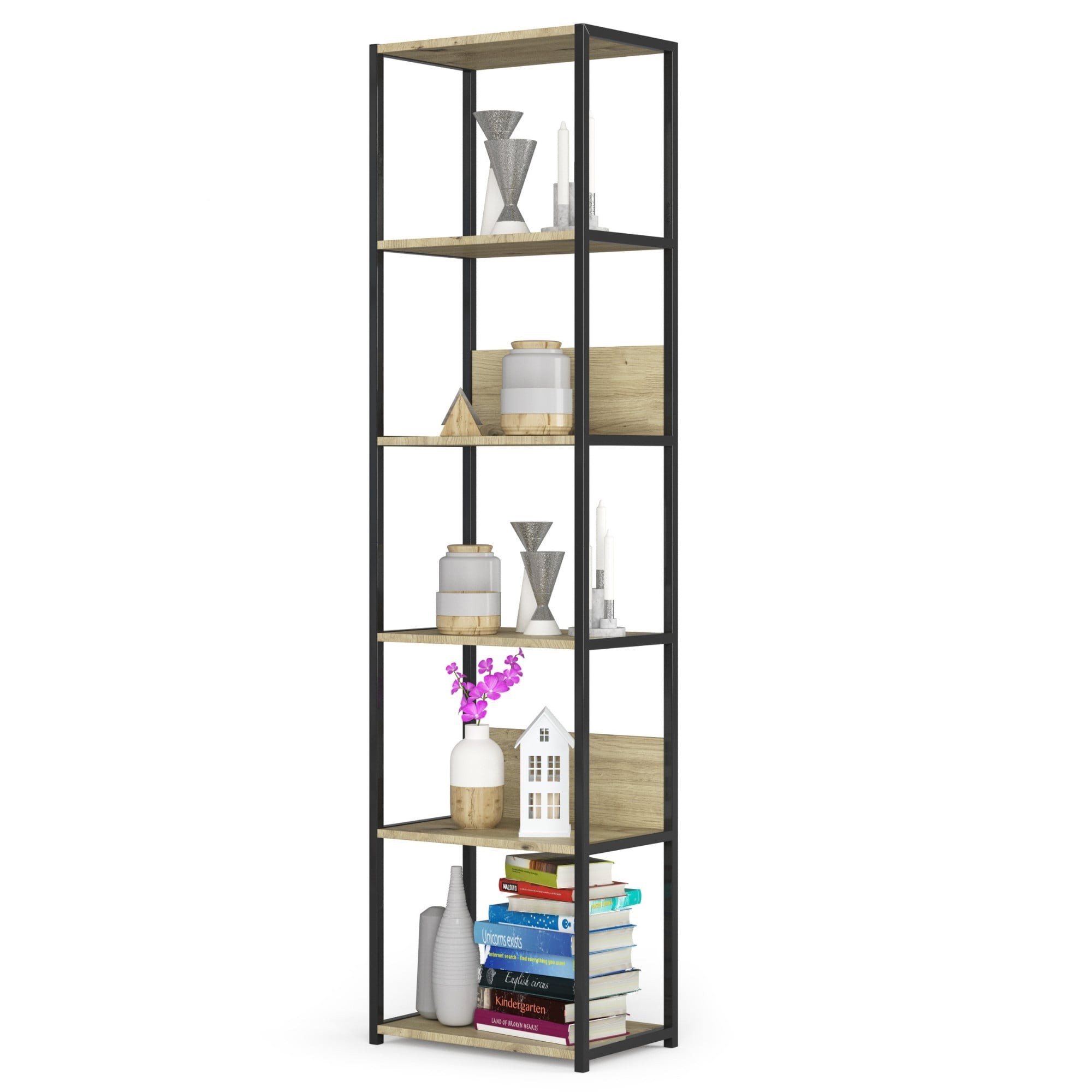 Ak furniture Industriální regál Lamon 50 cm černý/dub artisan - Obrázek 2