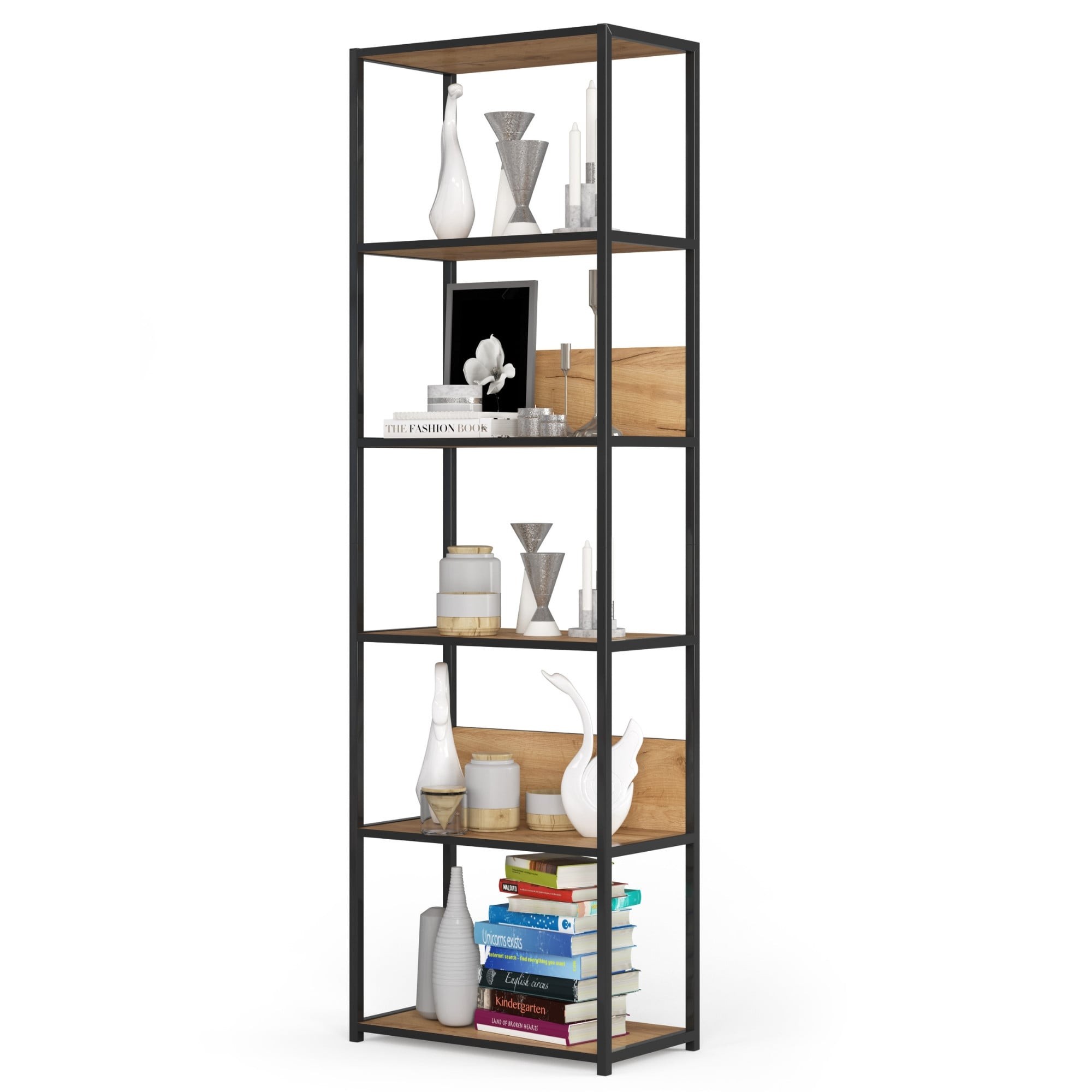 Ak furniture Industriální regál Lamon 60 cm černý/dub craft - Obrázek 2