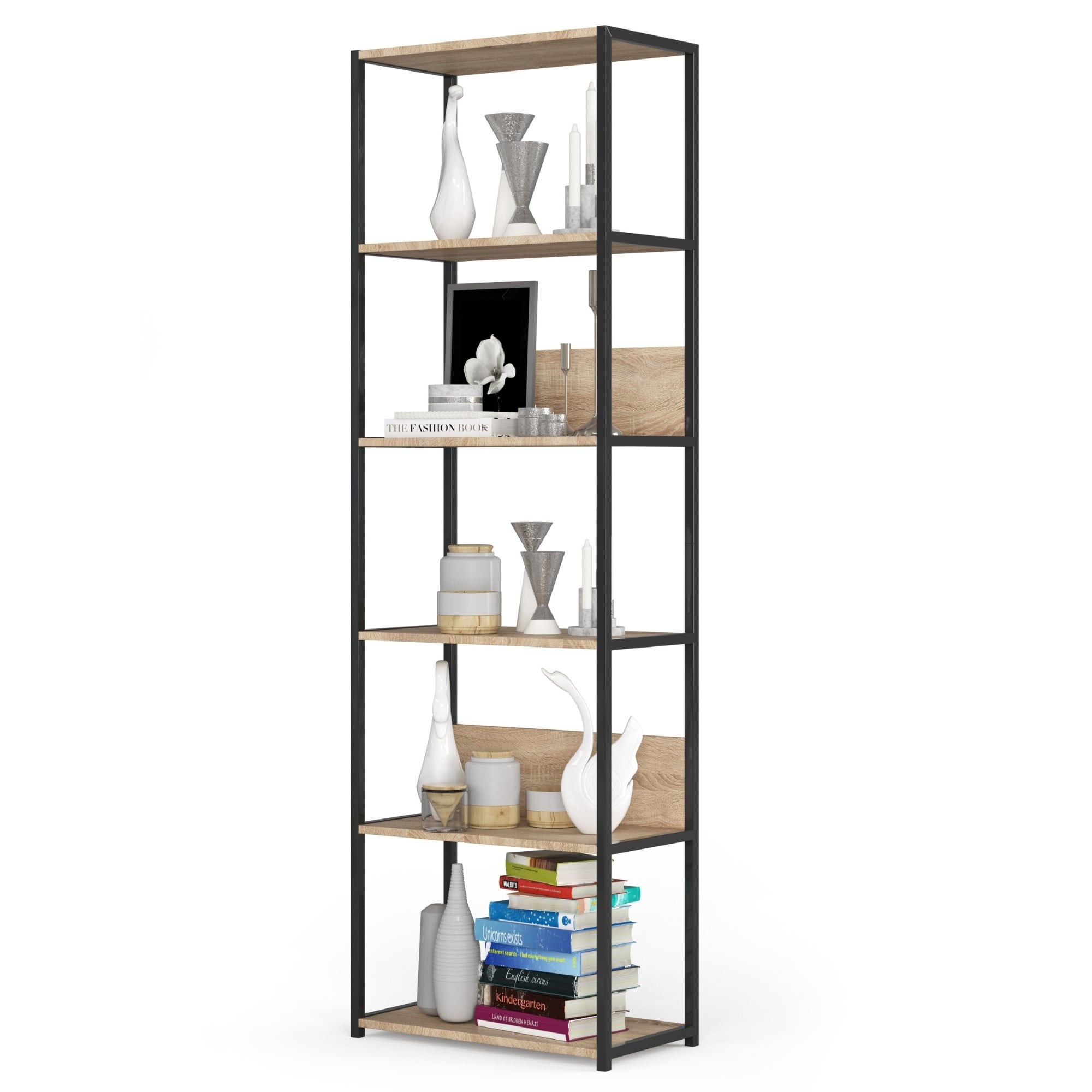 Ak furniture Industriální regál Lamon 60 cm černý/dub sonoma - Obrázek 2