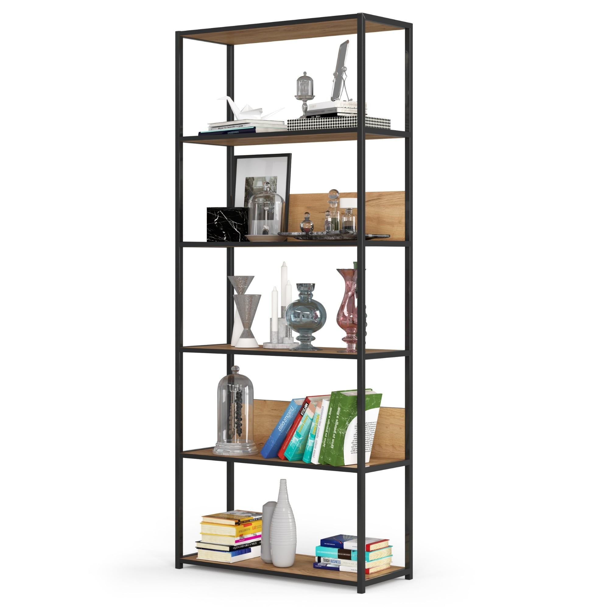 Ak furniture Industriální regál Lamon 80 cm černý/dub craft - Obrázek 2
