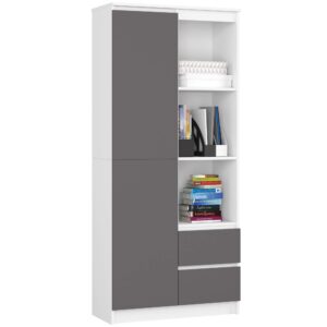 Ak furniture Knihovna R 80 cm CLP R11 bílá/grafitová
