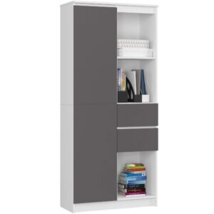 Ak furniture Knihovna R 80 cm CLP R15 bílá/grafitová