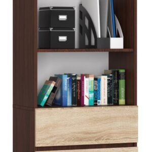 Ak furniture Knihovna Ronald 60 cm 3 šuplíky a 3 police wenge/sonoma