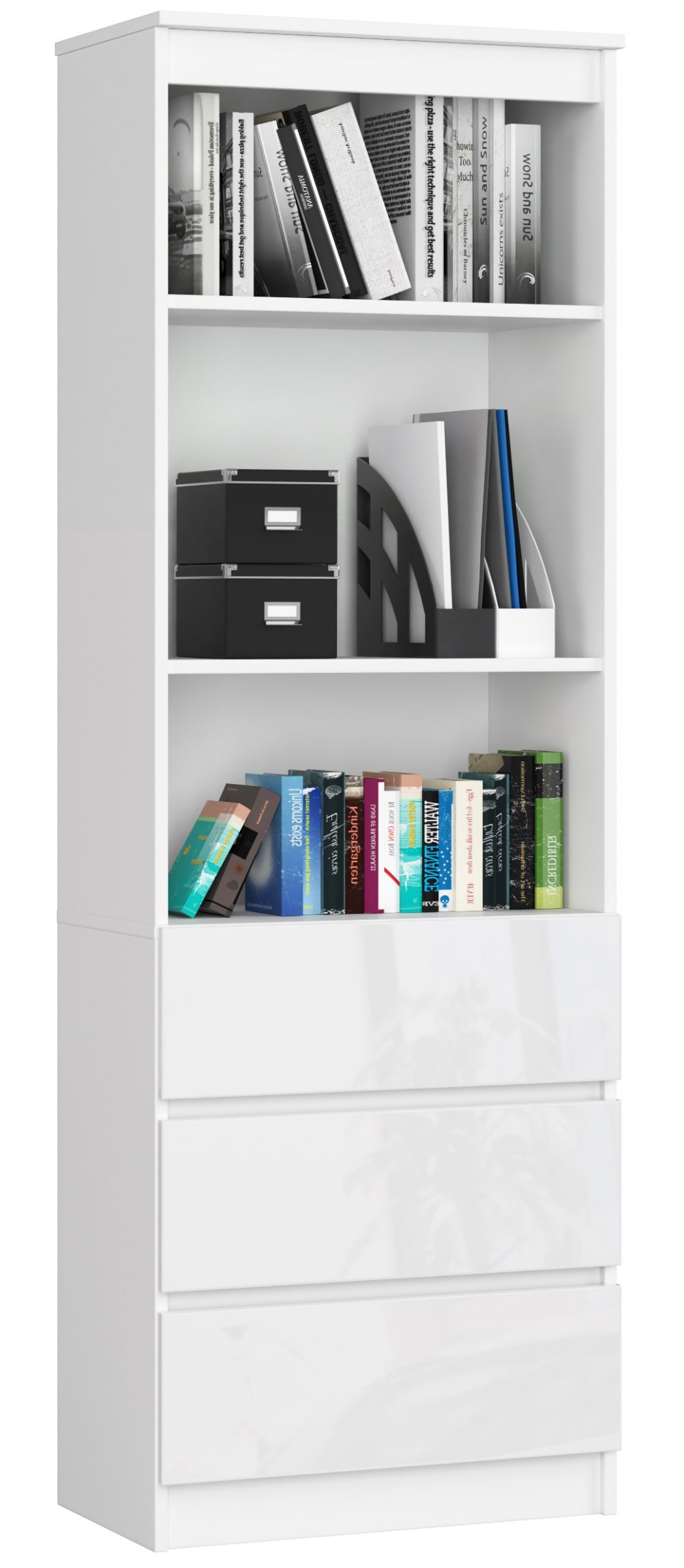 Ak furniture Knihovna Star 60 cm bílý mat/bílý lesk