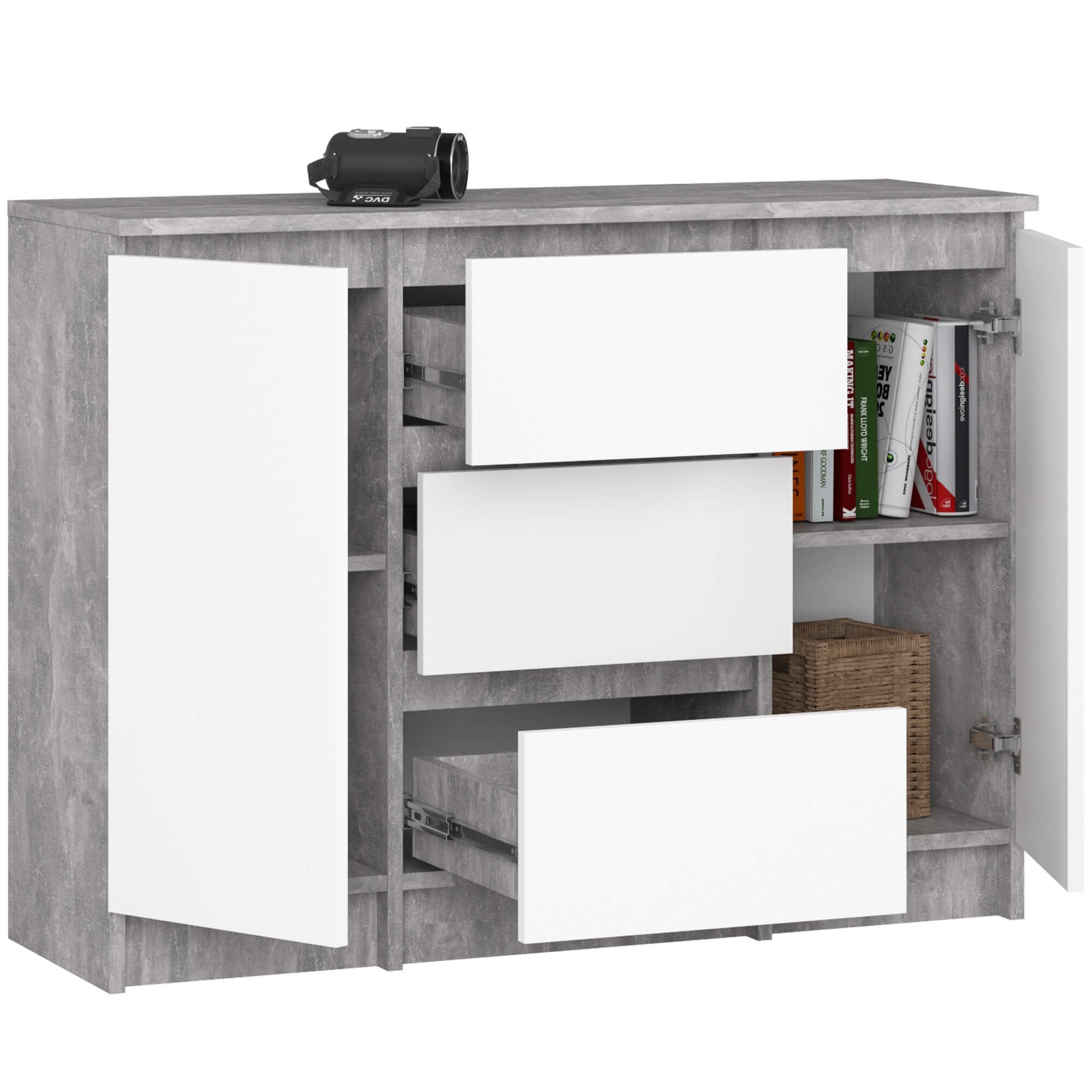 Ak furniture Komoda Girgo 100 cm beton/bílá - Obrázek 2