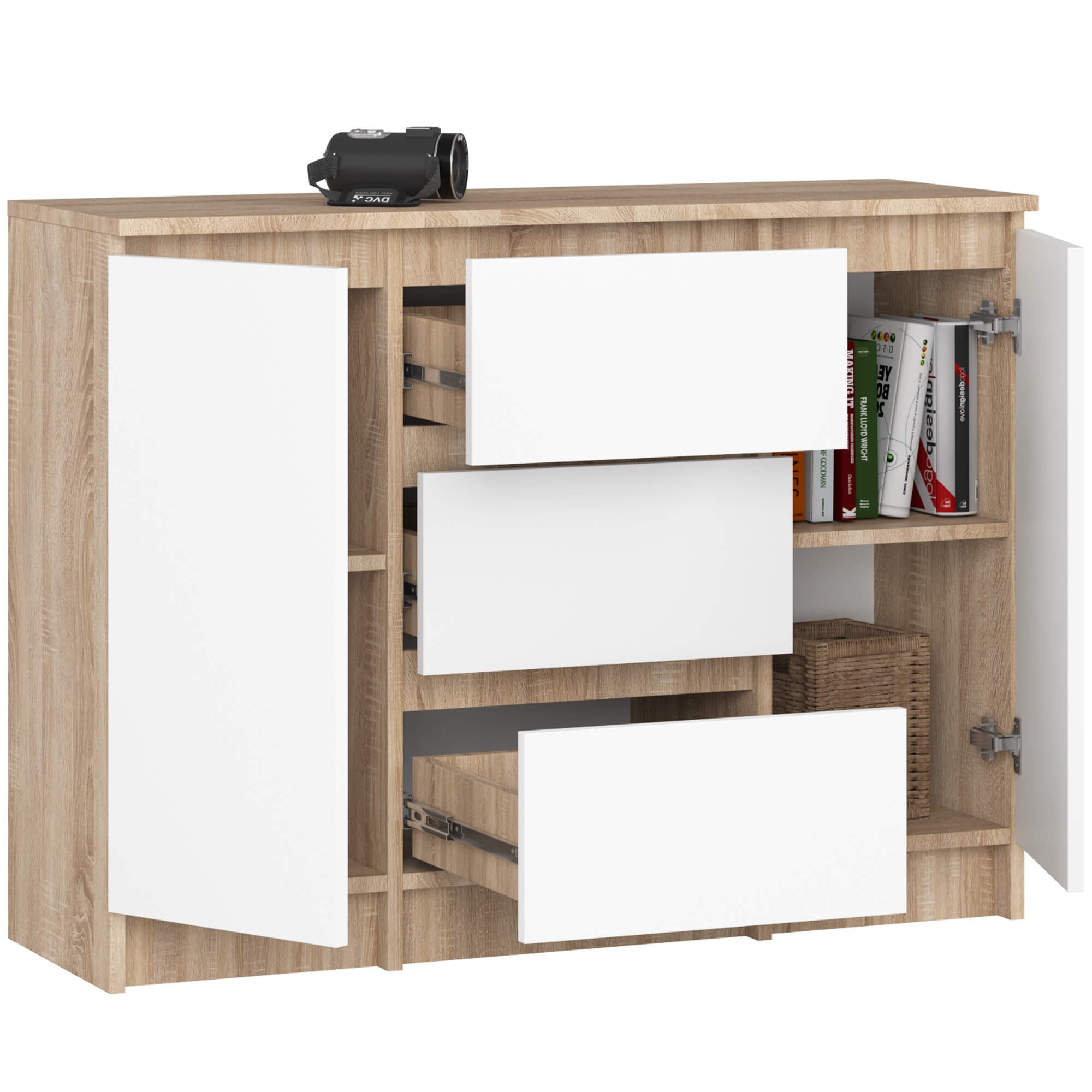 Ak furniture Komoda Girgo 101 cm dub sonoma/bílá - Obrázek 2