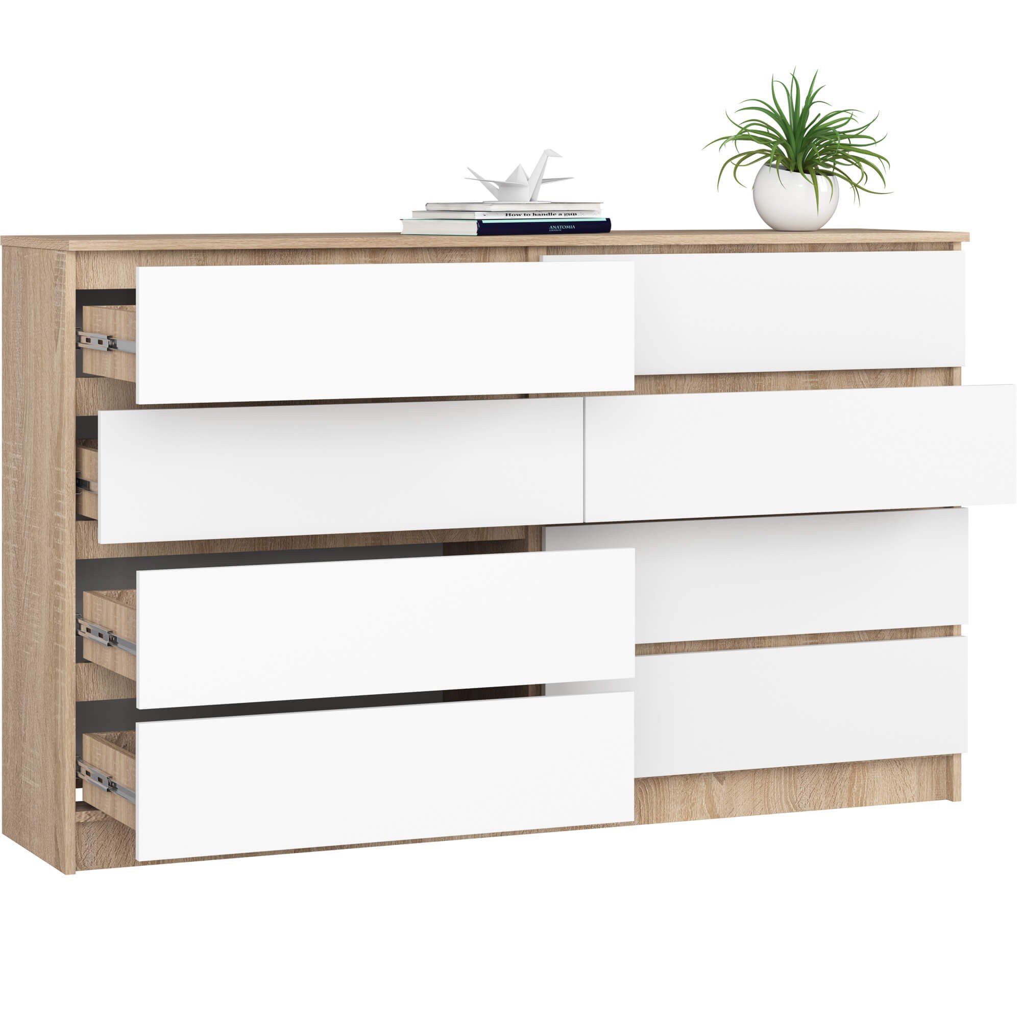 Ak furniture Komoda Inbia K 160 cm dub sonoma/bílá - Obrázek 2