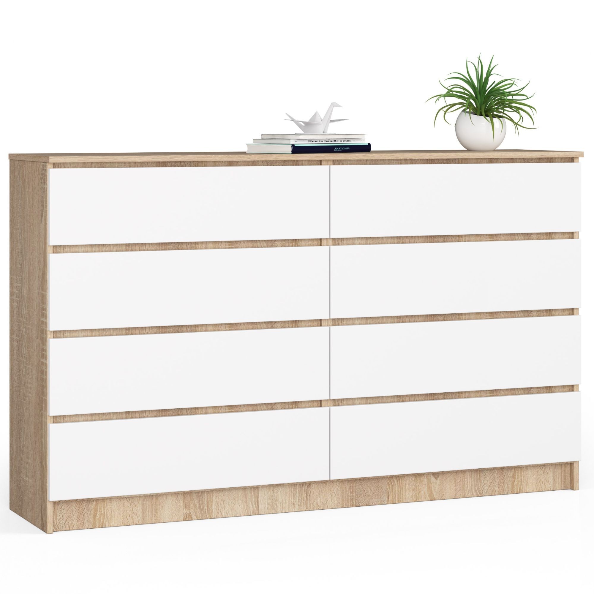 Ak furniture Komoda Inbia K 160 cm dub sonoma/bílá
