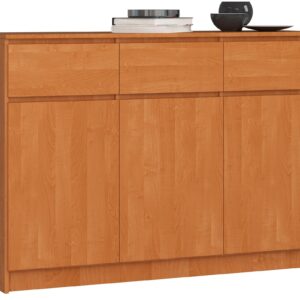 Ak furniture Komoda Karolína 140 cm 3 skříňky a 3 šuplíky olše