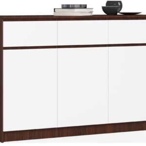 Ak furniture Komoda Karolína 140 cm 3 skříňky a 3 šuplíky wenge/bílá